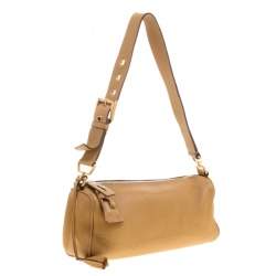 Pre Owned Prada Camel Leather Shoulder Bag