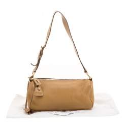 Pre Owned Prada Camel Leather Shoulder Bag
