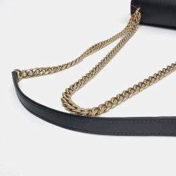 Pre Owned Prada Black Leather Saffiano Chain Shoulder Bag (1BD200)