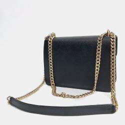 Pre Owned Prada Black Leather Saffiano Chain Shoulder Bag (1BD200)