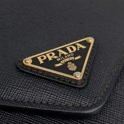 Pre Owned Prada Black Leather Saffiano Chain Shoulder Bag (1BD200)
