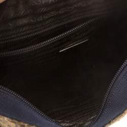 Pre Owned Prada Beige/Purple Tweed and Leather Flat Tote