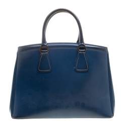 Pre Owned Prada Blue Saffiano Lux Leather Parabole Tote