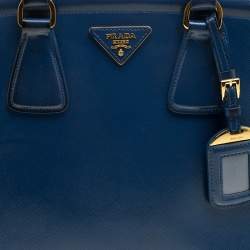 Pre Owned Prada Blue Saffiano Lux Leather Parabole Tote