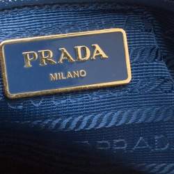 Pre Owned Prada Blue Saffiano Lux Leather Parabole Tote