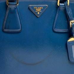 Pre Owned Prada Blue Saffiano Lux Leather Parabole Tote