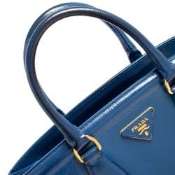 Pre Owned Prada Blue Saffiano Lux Leather Parabole Tote