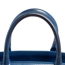 Pre Owned Prada Blue Saffiano Lux Leather Parabole Tote