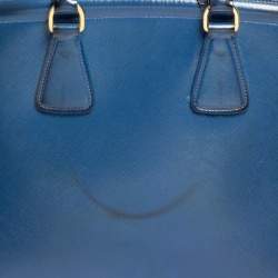 Pre Owned Prada Blue Saffiano Lux Leather Parabole Tote
