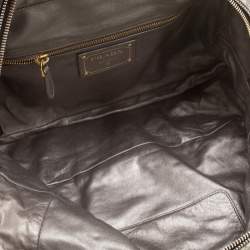 Pre Owned Prada Beige Talco Lace Print Cervo Leather Bowling Bag