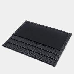 Pre Owned Prada Black Leather and Nylon Card Holder (2MC025)