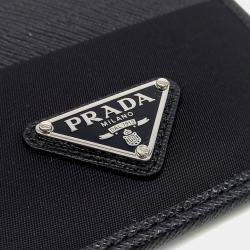 Pre Owned Prada Black Leather and Nylon Card Holder (2MC025)