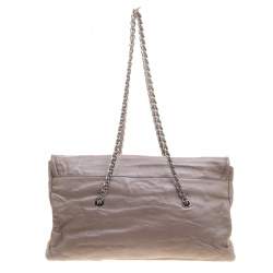 Pre Owned Prada Grey Leather Push Lock Satchel