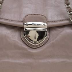 Pre Owned Prada Grey Leather Push Lock Satchel