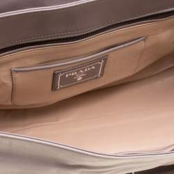 Pre Owned Prada Grey Leather Push Lock Satchel