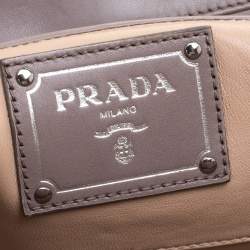 Pre Owned Prada Grey Leather Push Lock Satchel