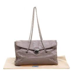 Pre Owned Prada Grey Leather Push Lock Satchel
