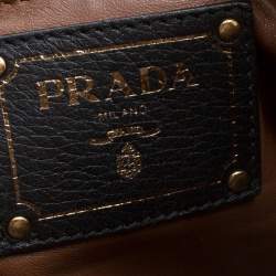 Pre Owned Prada Black Leather Fringe Clutch