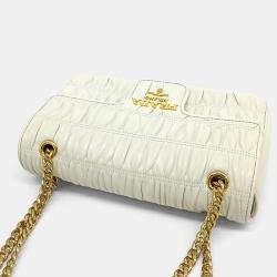 مملوكة مسبقًا Prada Napa Gaufre Small White Lambskin Leather Shoulder Bag