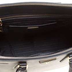 Pre Owned Prada Black Saffiano Lux Leather Large Double Zip Tote