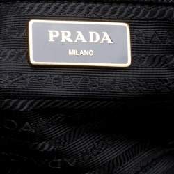 Pre Owned Prada Black Saffiano Lux Leather Large Double Zip Tote