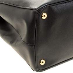 Pre Owned Prada Black Saffiano Lux Leather Large Double Zip Tote