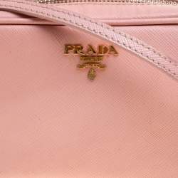Pre Owned Prada Pink Saffiano Lux Leather Camera Crossbody Bag
