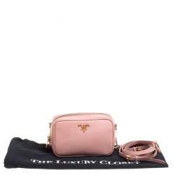 Pre Owned Prada Pink Saffiano Lux Leather Camera Crossbody Bag
