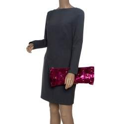 Pre Owned Prada Metallic Pink Python Whips Pietre Clutch