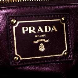 Pre Owned Prada Metallic Pink Python Whips Pietre Clutch
