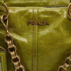 Prada Green Vitello Shine Leather Chain Link Bowler Bag