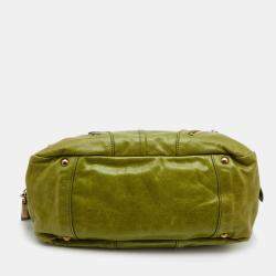 Prada Green Vitello Shine Leather Chain Link Bowler Bag