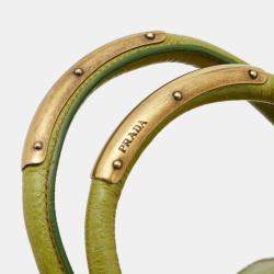 Prada Green Vitello Shine Leather Chain Link Bowler Bag