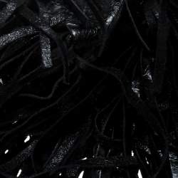 Pre Owned Prada Black Vitello Shine Leather Fringe Shoulder Bag