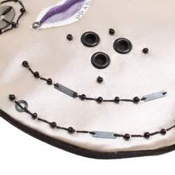 Pre Owned Prada Light Beige Satin Embroidered Shoulder Bag