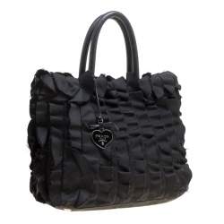 Pre Owned Prada Black Nylon Ruffle Tote