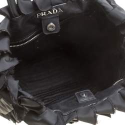 Pre Owned Prada Black Nylon Ruffle Tote