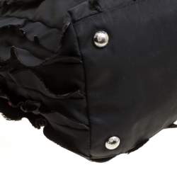 Pre Owned Prada Black Nylon Ruffle Tote
