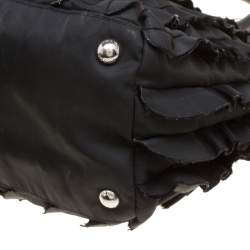 Pre Owned Prada Black Nylon Ruffle Tote