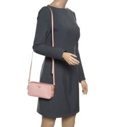 Pre Owned Prada Blush Pink Saffiano Lux Leather Camera Crossbody Bag