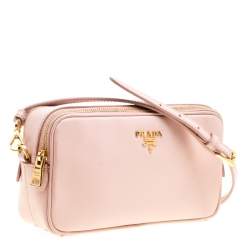Pre Owned Prada Blush Pink Saffiano Lux Leather Camera Crossbody Bag