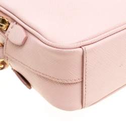 Pre Owned Prada Blush Pink Saffiano Lux Leather Camera Crossbody Bag