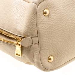 Pre Owned Prada Beige Leather Vitello Diano Side Zip Tote