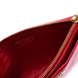 Pre Owned Prada Pink Leather Rose Applique Clutch