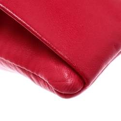 Pre Owned Prada Pink Leather Rose Applique Clutch