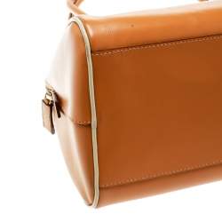 Pre Owned Prada Orange Leather Bowler Bag