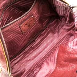 Pre Owned Prada Pink/Eggplant Ombre Cervo Leather Bauletto Bag