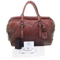Pre Owned Prada Pink/Eggplant Ombre Cervo Leather Bauletto Bag