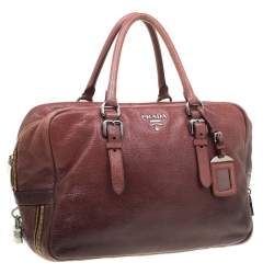 Pre Owned Prada Pink/Eggplant Ombre Cervo Leather Bauletto Bag