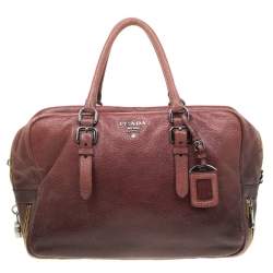 Pre Owned Prada Pink/Eggplant Ombre Cervo Leather Bauletto Bag